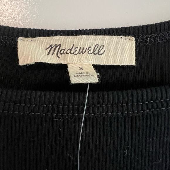 NWT Madewell Women's Black Ribbed Basic‎ Black Tee Cap Sleeve Size S - Picture 4 of 8